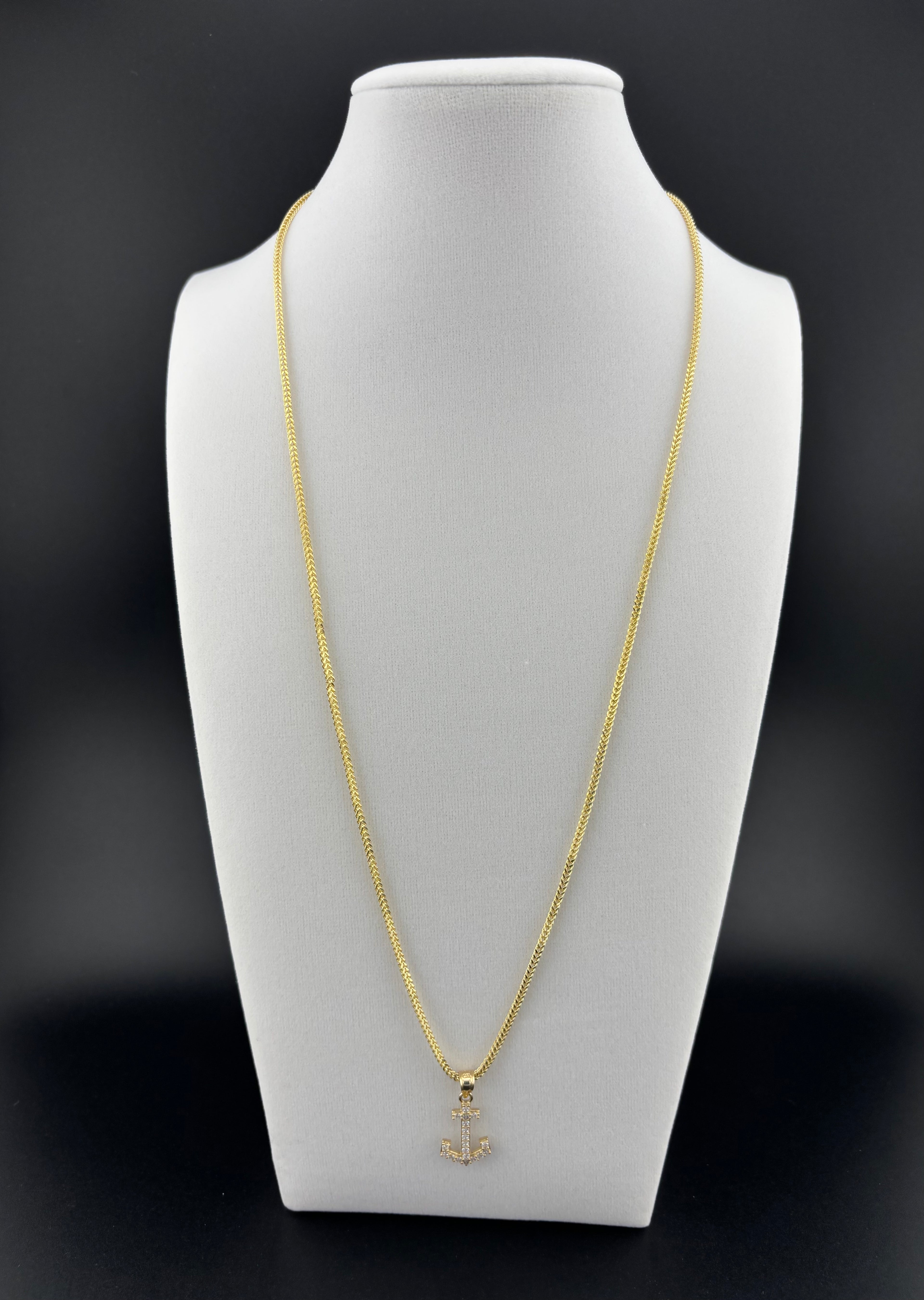 Cadena de Oro 10k estilo Franco con Dije de Ancla