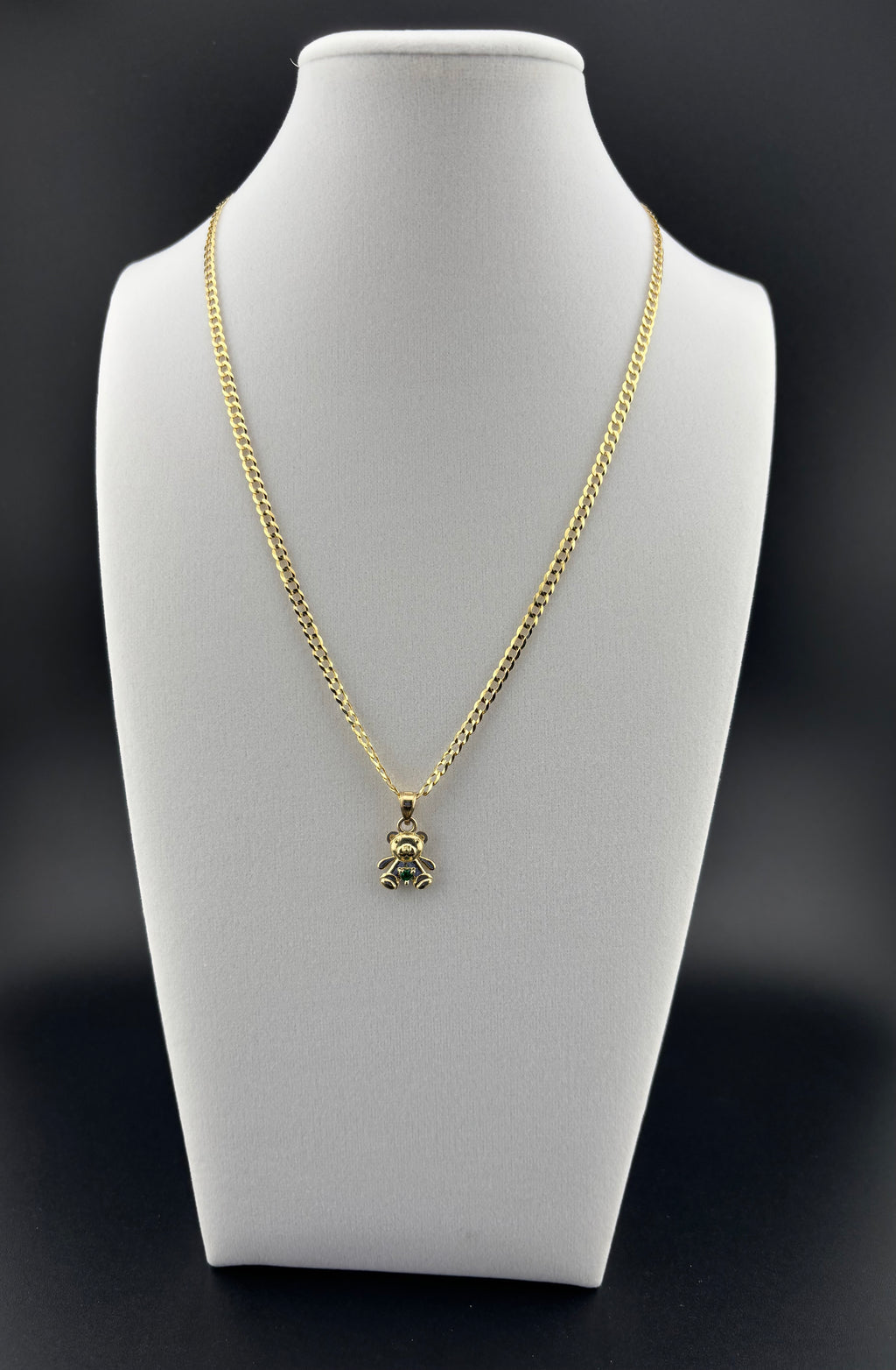 Cadena de Oro 10k estilo Corte de Brillo con Dije de Osito