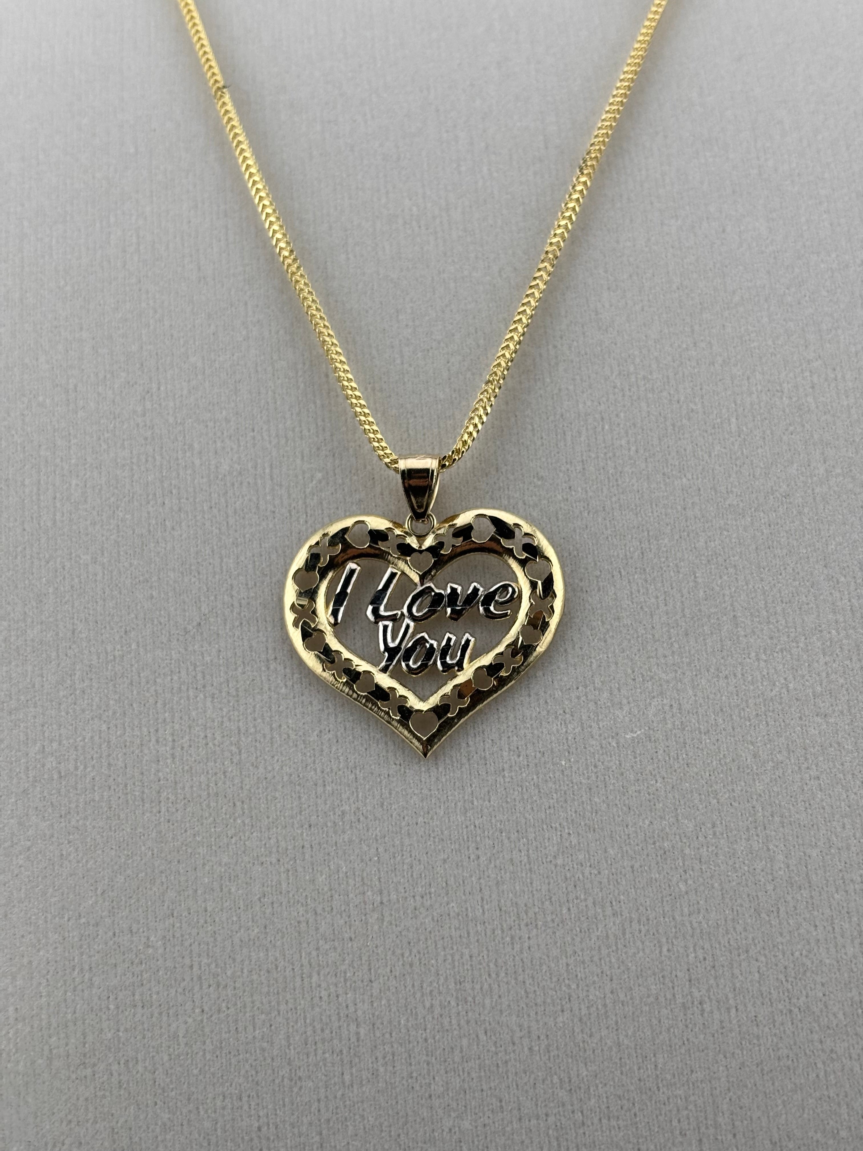 Cadena Oro 10k estilo Franco Con Dije de Corazón Love