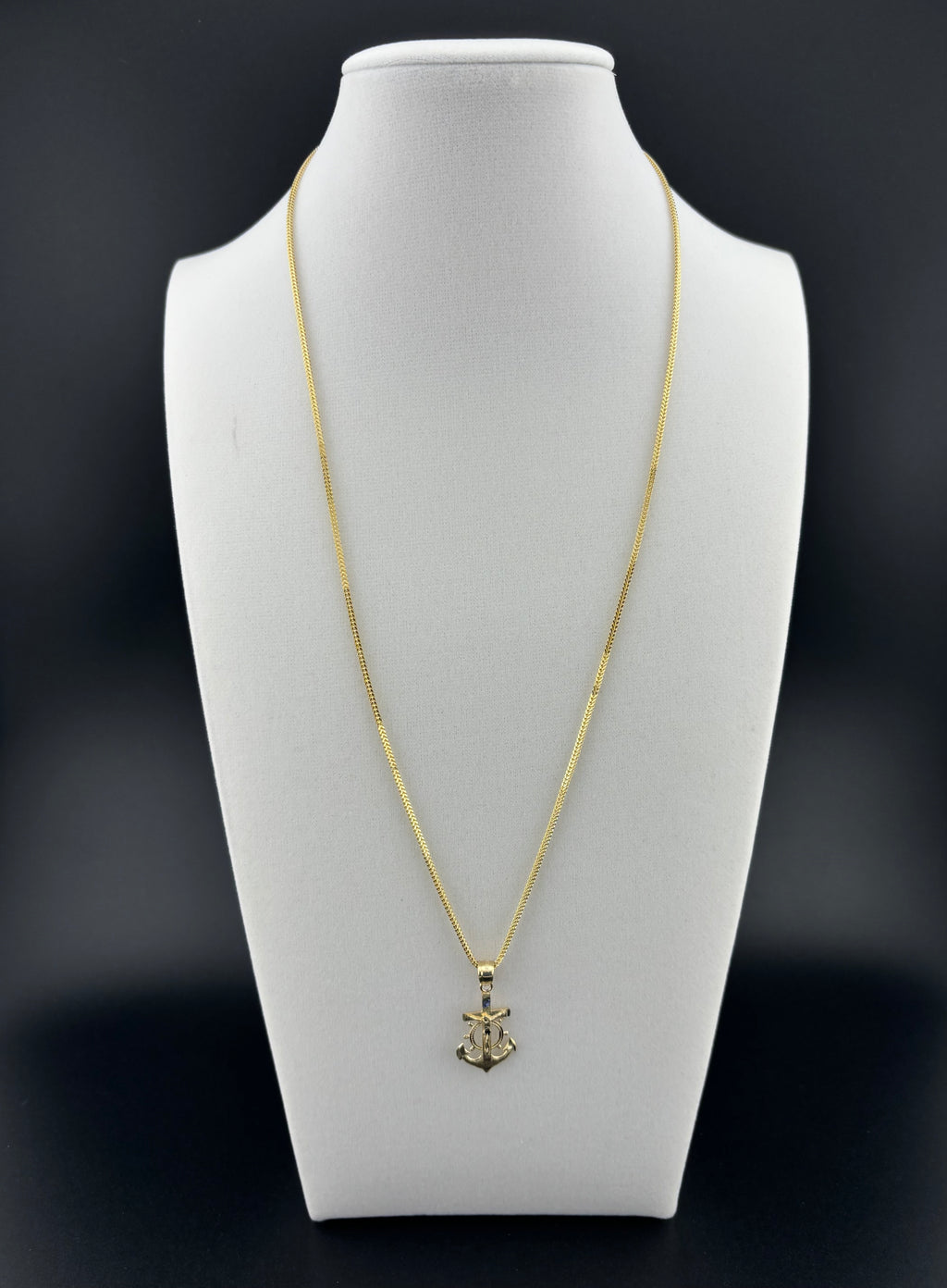 Cadena de Oro 10k estilo Franco con Dije de Ancla